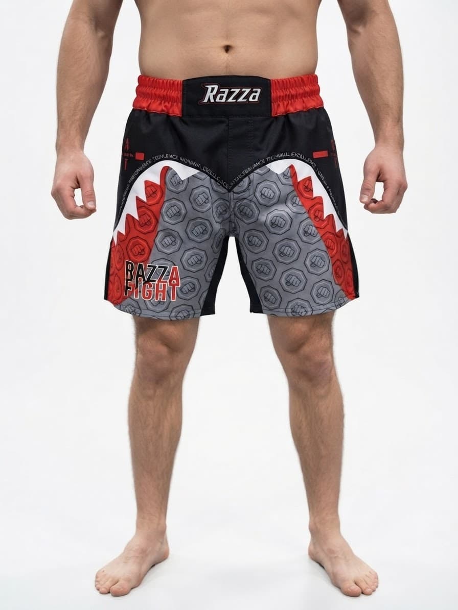 SHORT RAZZA FIGHT rojo negro plomo - image 1