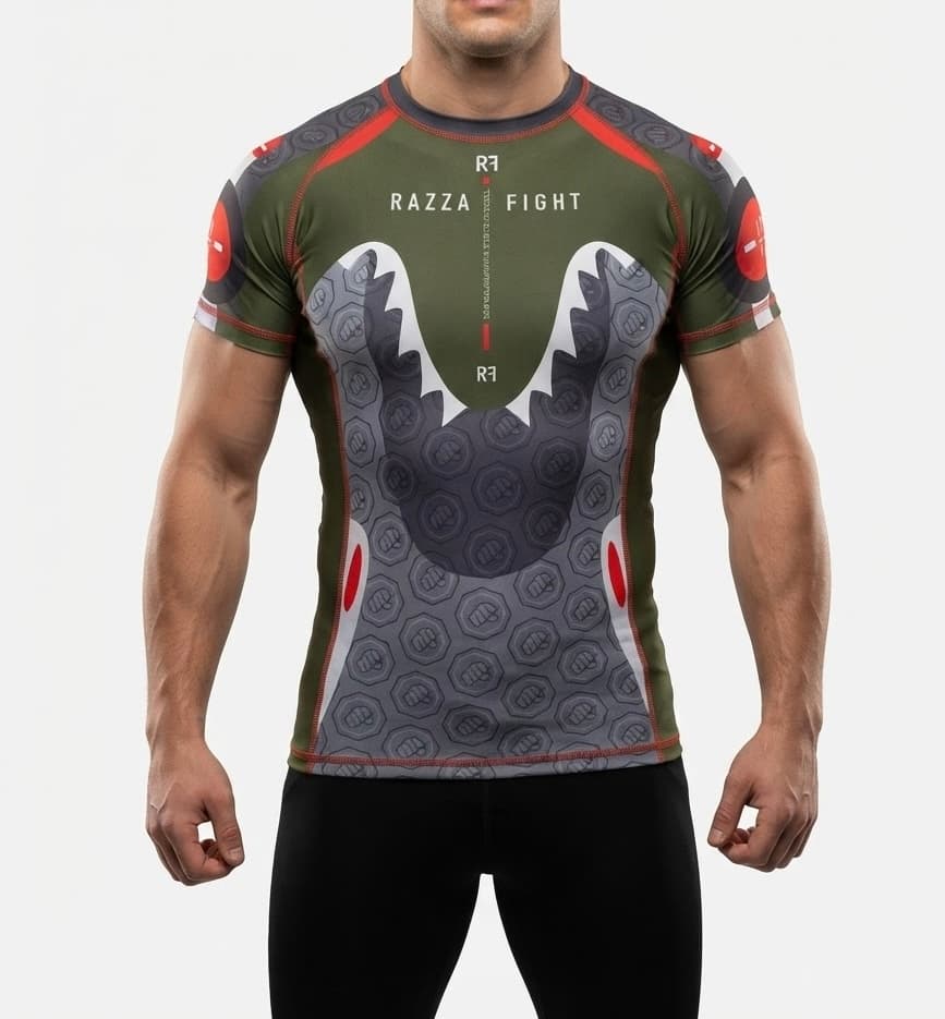 Rashguard manga corta verde/rojo - image 1