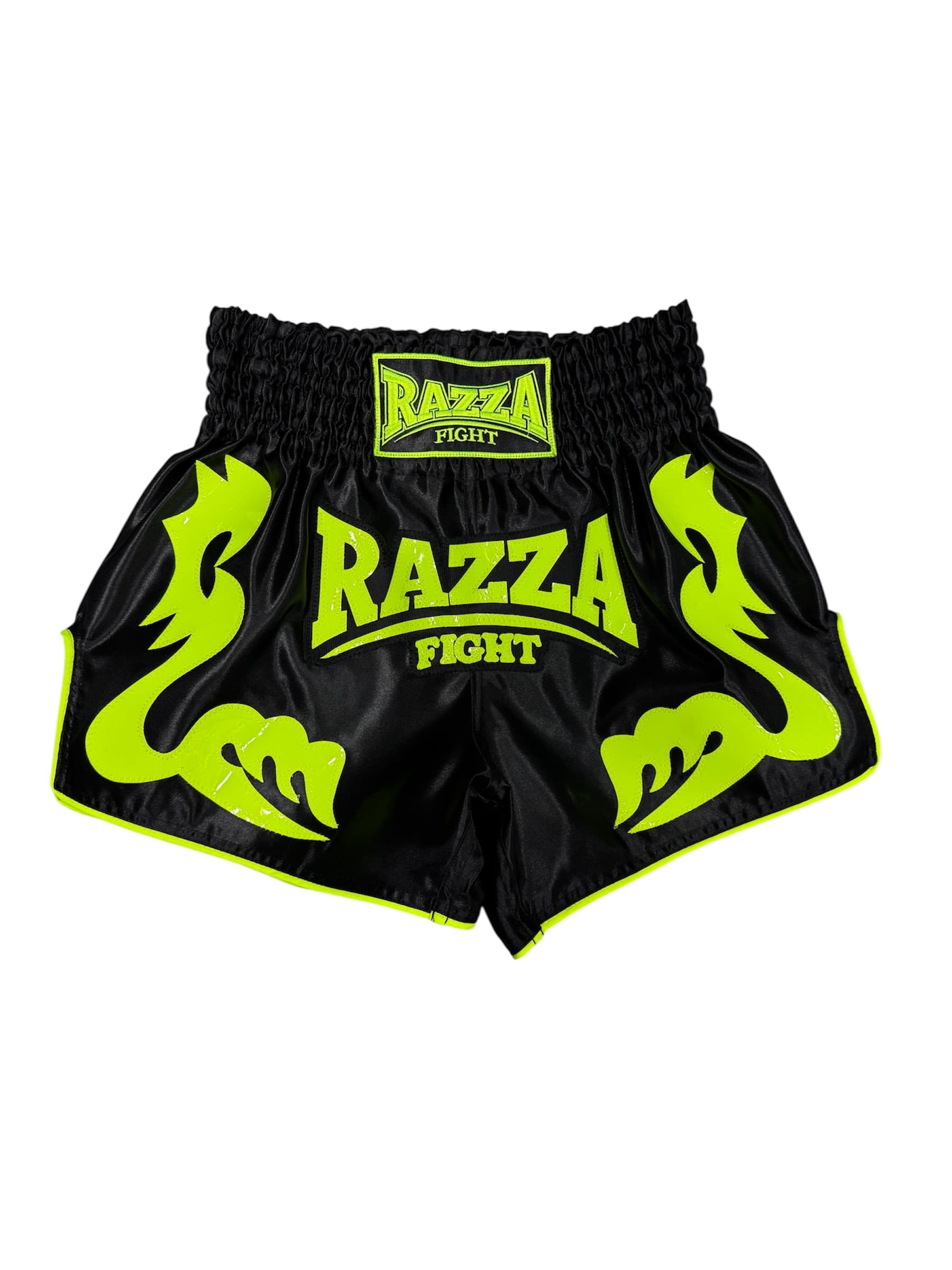Shorts de Muay Thai 🥊 negro con aplicación verde fosforescente - image 4