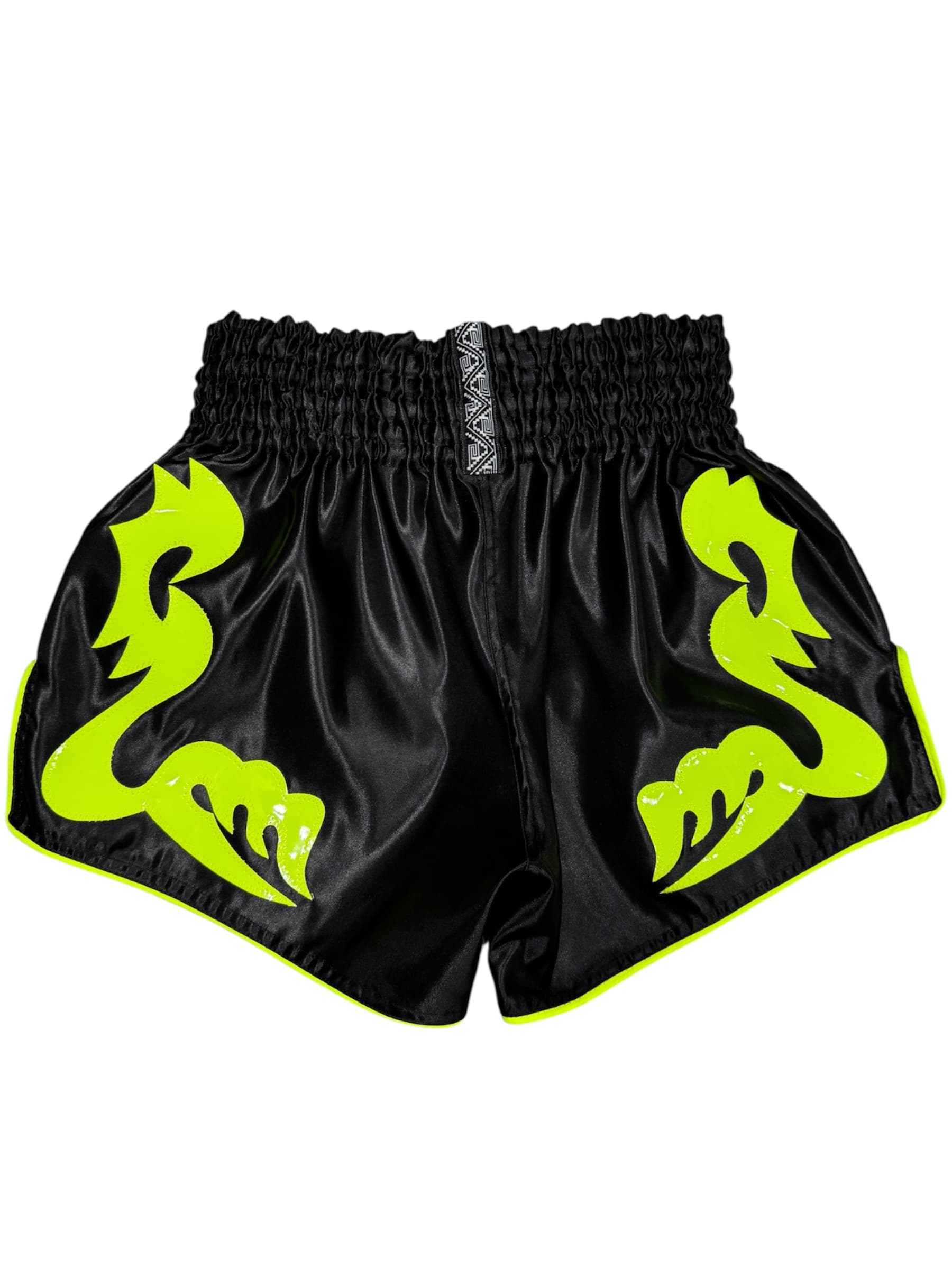 Shorts de Muay Thai 🥊 negro con aplicación verde fosforescente - image 5