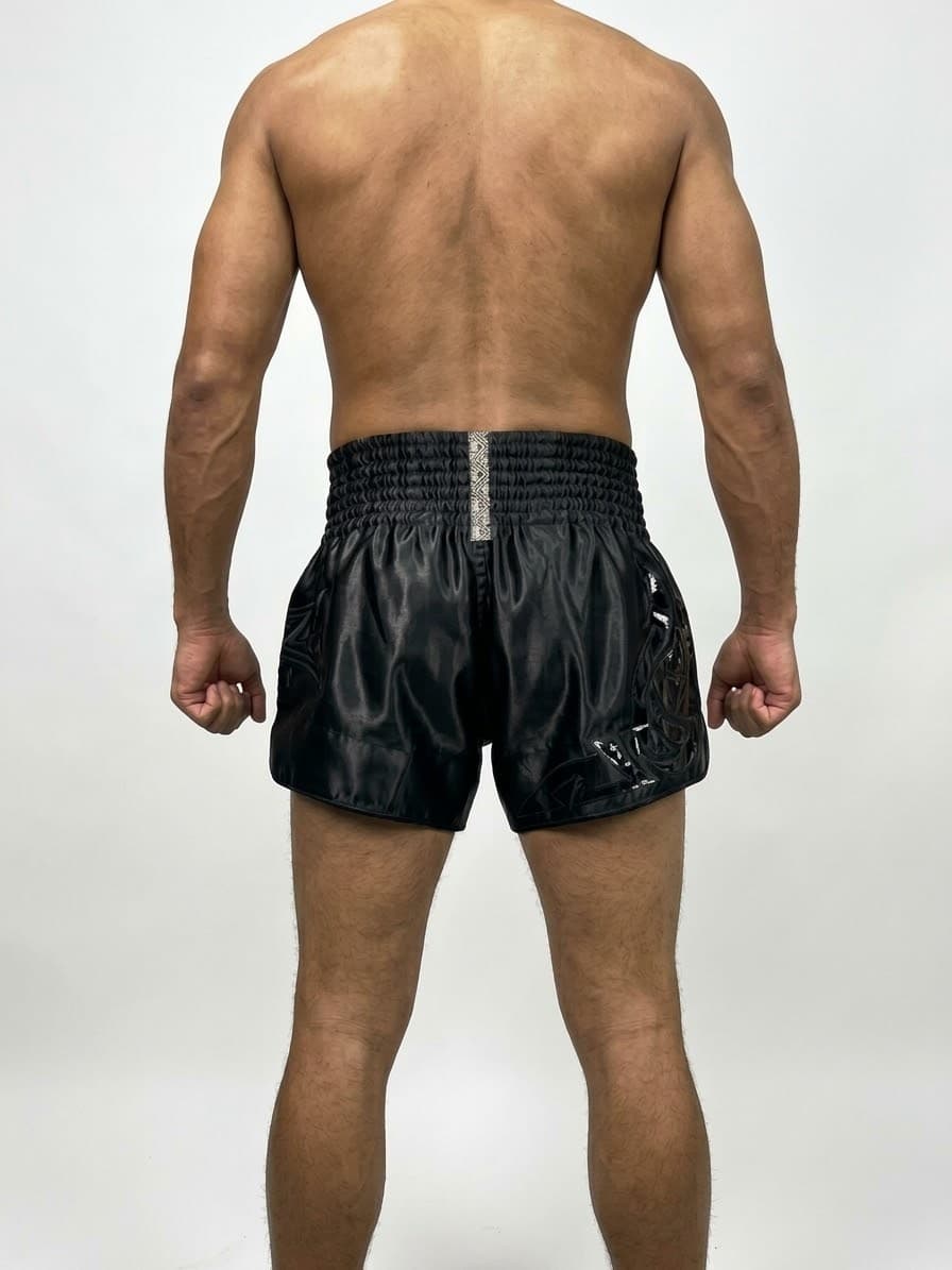 Short Muay Thai 🥊 negro con aplicación negro - image 2